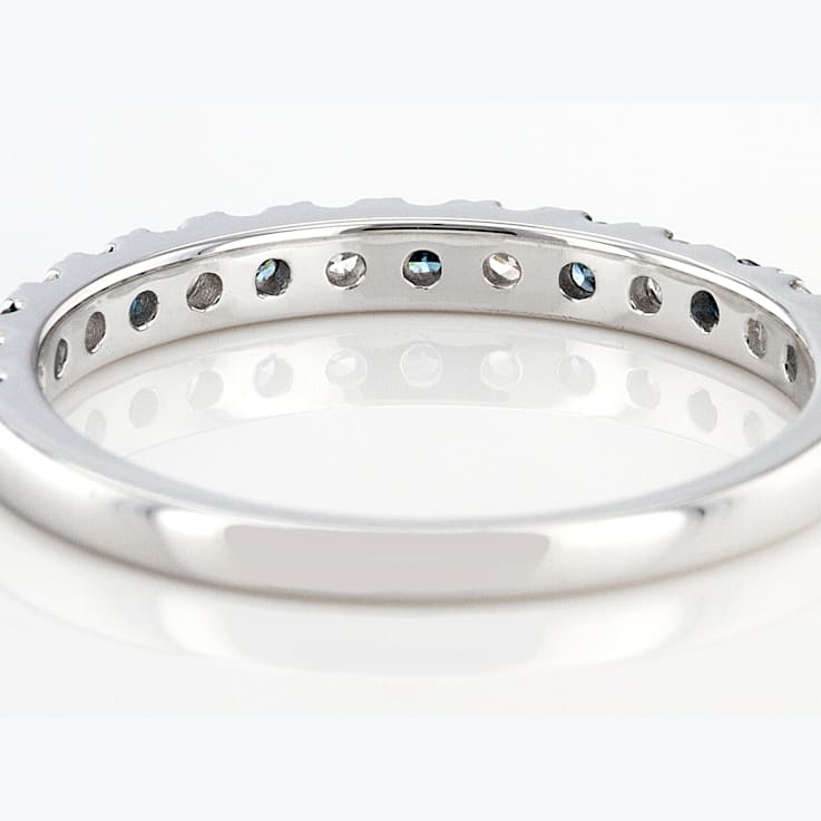 Blue And White Lab-Grown Diamond Band Ring In 14K White Gold 0.50ctw