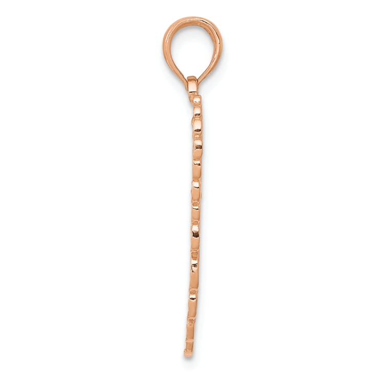 14K Rose Gold Polished Angel Wing Pendant