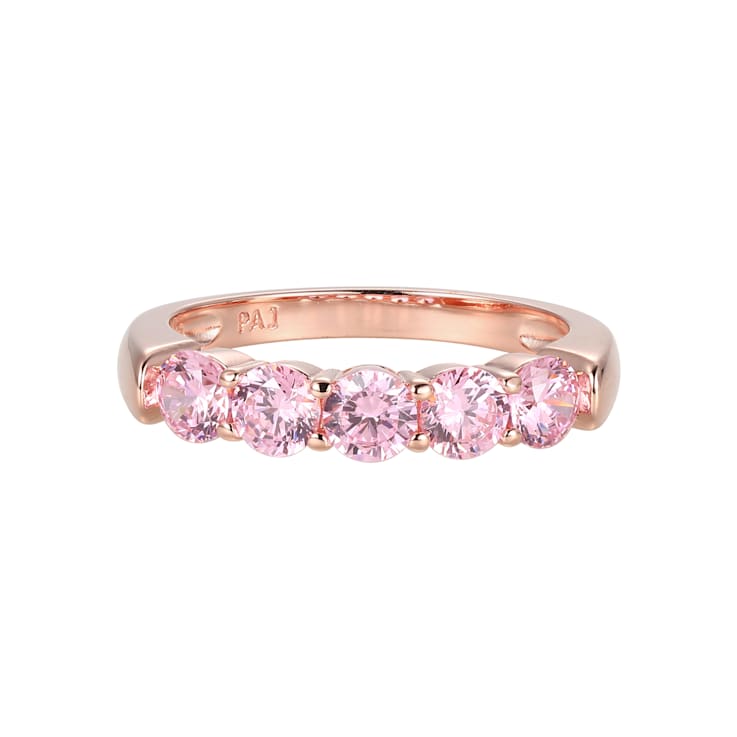 Pink Cubic Zirconia 18k Rose Gold Over Sterling Silver Ring 2.16ctw