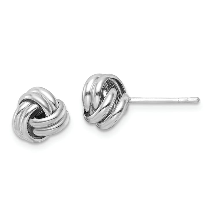 Rhodium Over Sterling Silver Post Polished Love Knot Earrings
