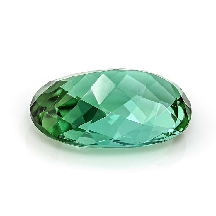 Green Tourmaline 12.5x8.3mm Oval Checkerboard 3.87ct