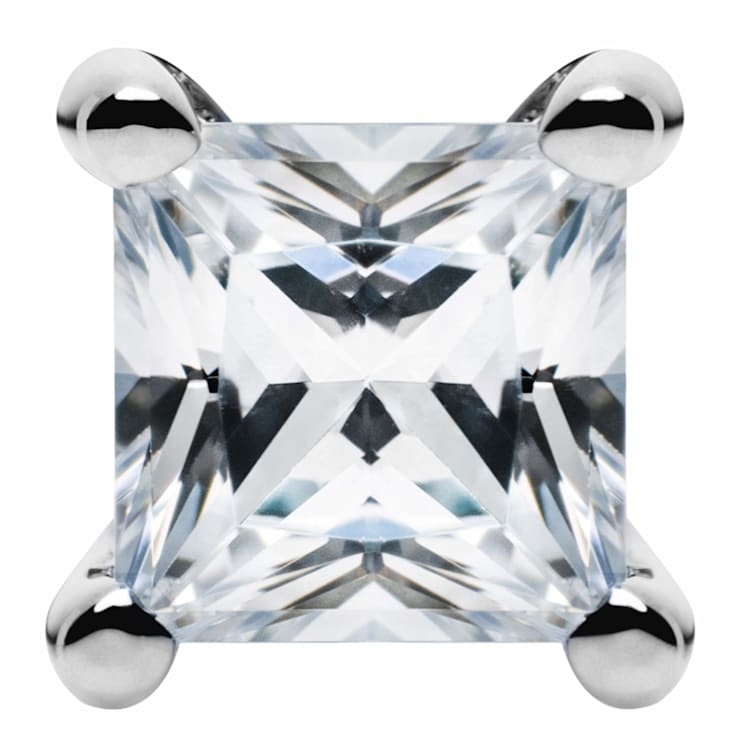 White Cubic Zirconia 14k White Gold Single Stud With Velvet Gift Box 0.30ctw