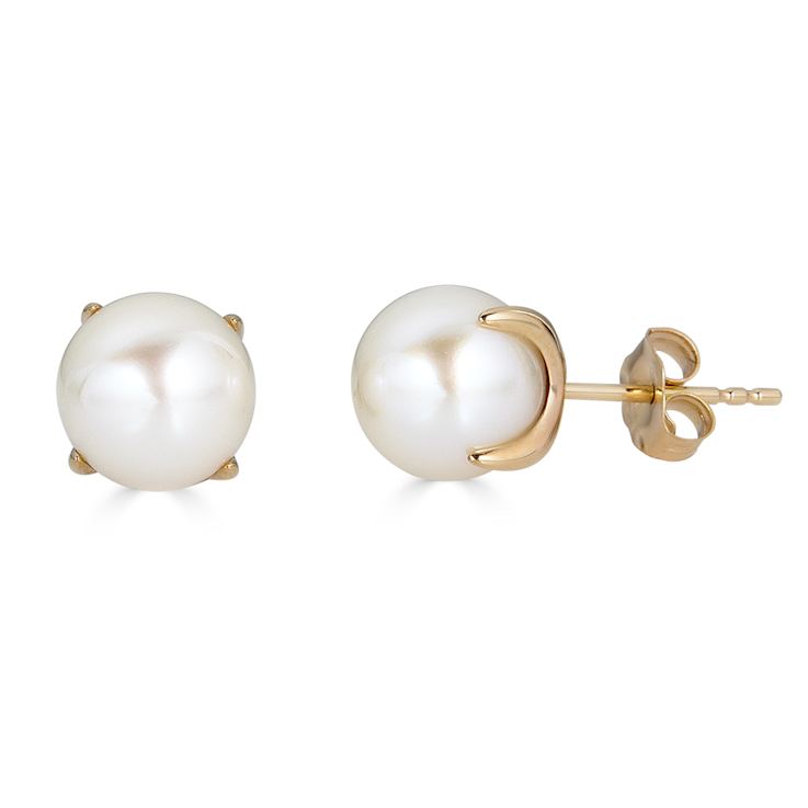 14KY 9mm Cultured Pearl Stud  Earrings