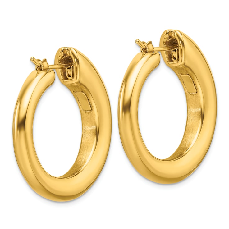 14K Yellow Gold Round Hoop Earrings