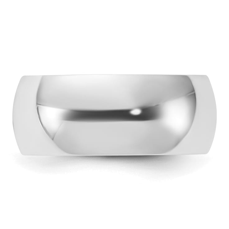 Rhodium Over Sterling Silver 8mm Half-Round Band