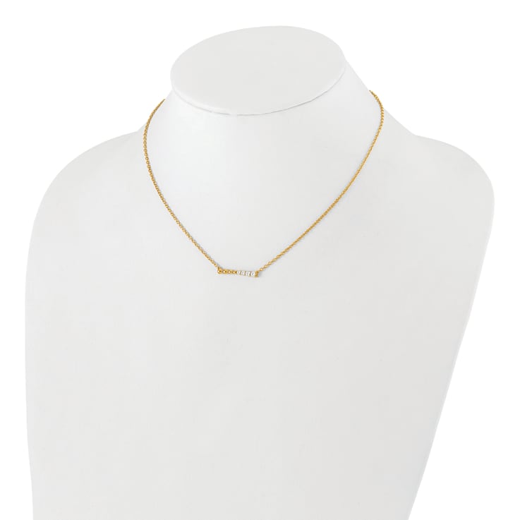 14K Yellow Gold Lab Grown Diamond SI1/SI2, G H I, Beaded Bar 18 Inch
Necklace 0.25ctw