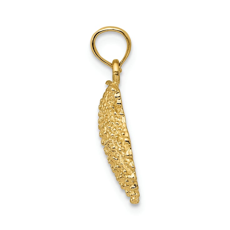 14k Yellow Gold Textured Scallop Shell Pendant