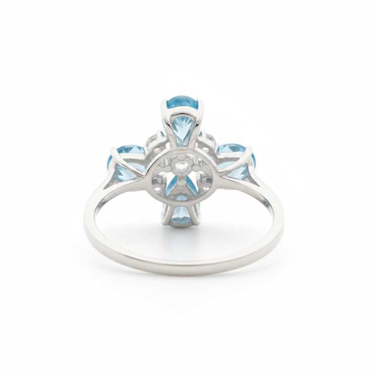 Sky Blue Topaz and White Topaz Sterling Silver Ring