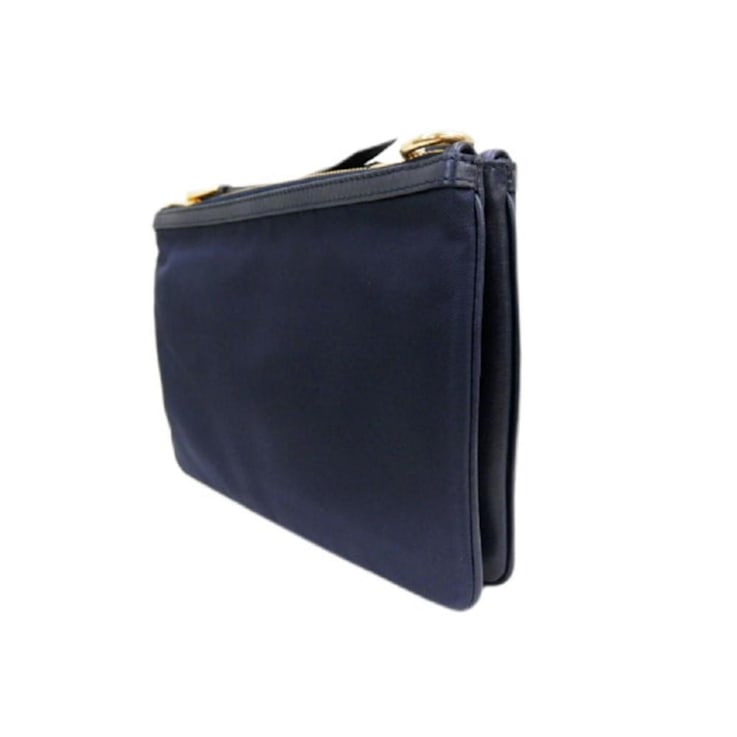 Prada Tessuto Nylon Blue Zip Calf Leather Crossbody Bag - 166D5A