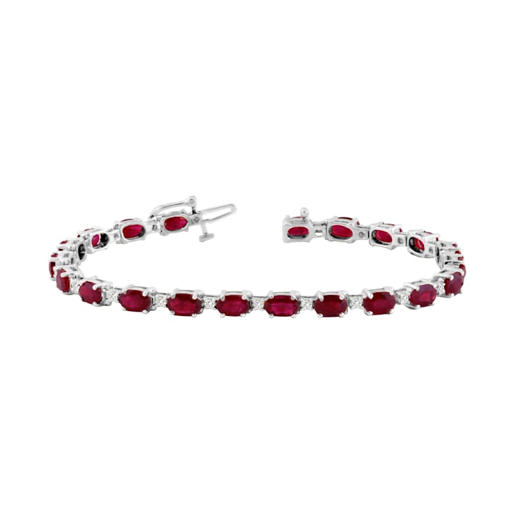 11.40ctw Ruby and Diamond Bracelet set in 14k White Gold