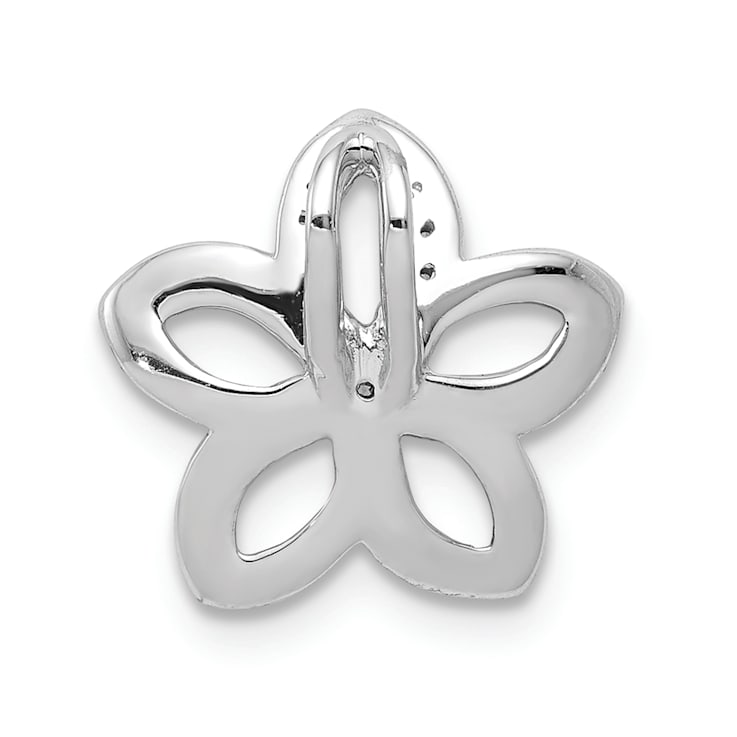 Rhodium Over 14k White Gold Diamond Accent Flower Chain Slide Pendant
