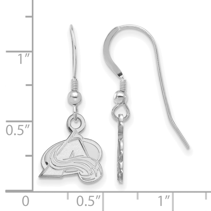 Rhodium Over Sterling Silver NHL Colorado Avalanche LogoArt Dangle Earrings
