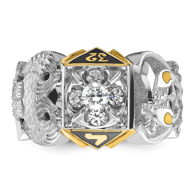 10K Two-tone Yellow and White Gold Men's Enamel and Diamond Eagle
Masonic Shriner's Ring 0.51ctw