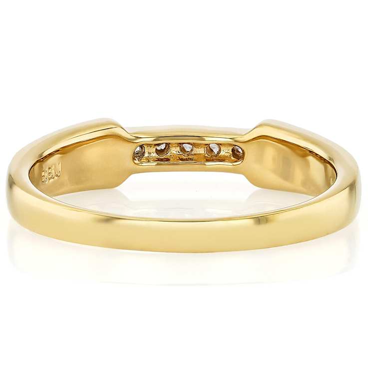 Turquoise Inlay And White Zircon Band Ring In 18K Gold Over Sterling
Silver 0.06ctw