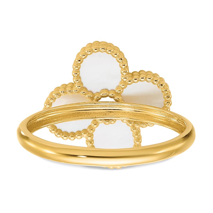 14K Yellow Gold Mother of Pearl Flower Ring