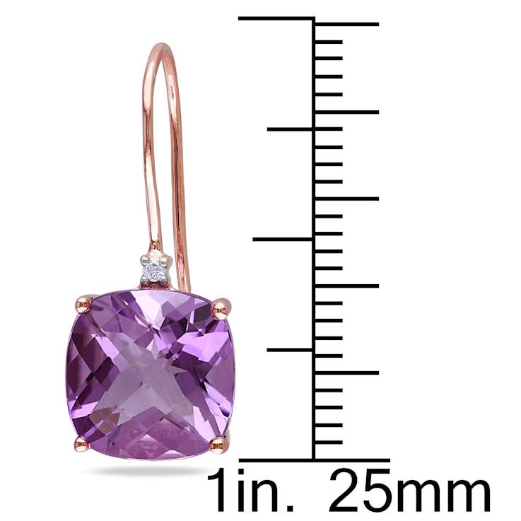Amethyst and Diamond 10K Pink Gold Earrings 7.02ctw