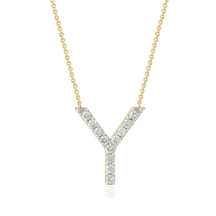 Lab-Grown Diamond Initial Y Necklace In 14K Gold Over Sterling Silver 0.50ctw