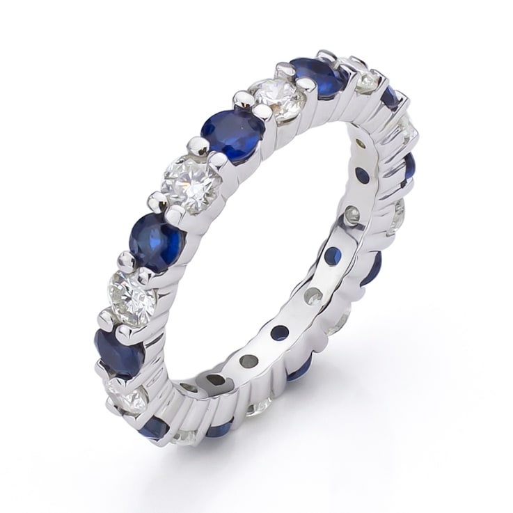 2.20ctw Sapphire and Diamond Eternity Band Ring in 14k White Gold