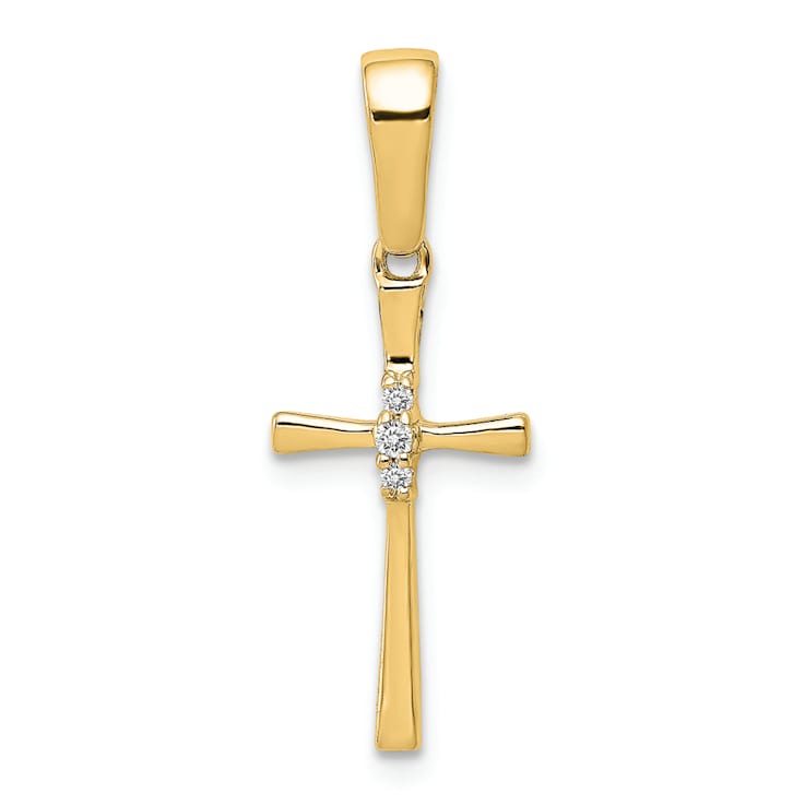 14K Yellow Gold 0.02ct. Diamond Cross Pendant