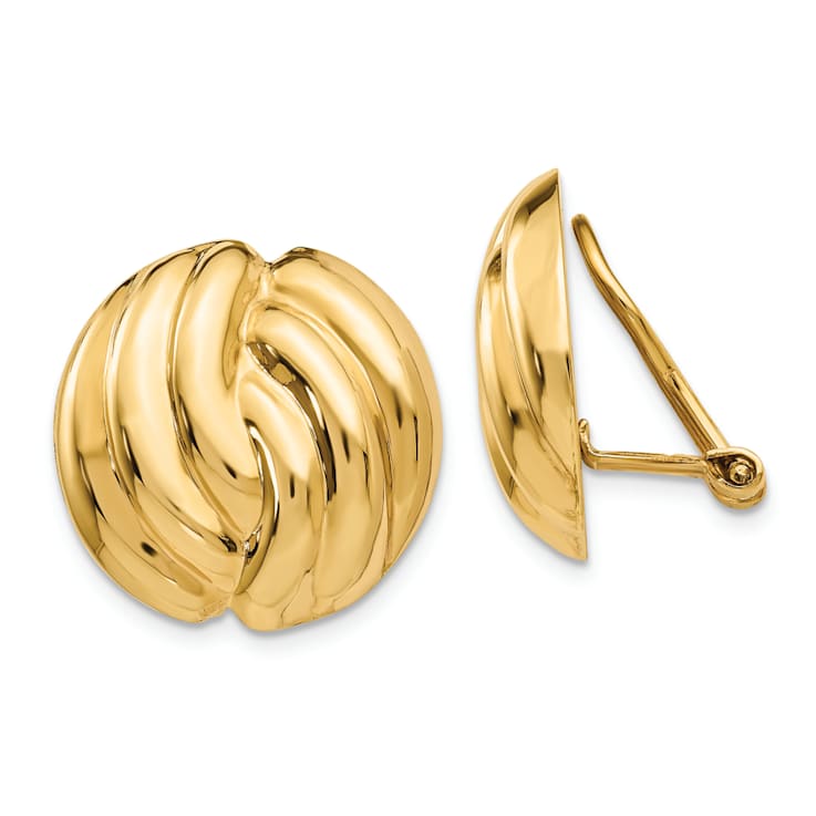 14k Yellow Gold Polished Non-Pierced Stud Earrings