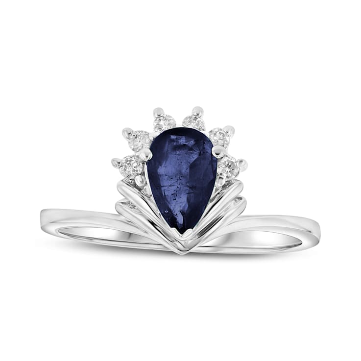 0.80ctw Sapphire and Diamond Ring in 14k White Gold