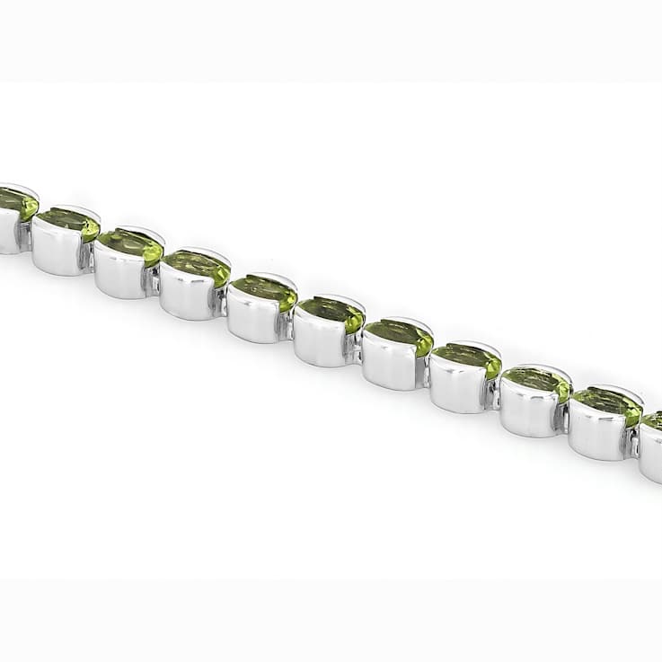 Oval Peridot Tennis Bracelet In Sterling Silver 7.40ctw