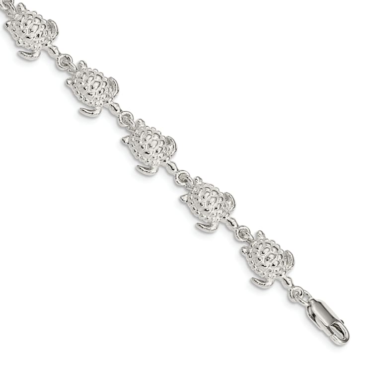 Sterling Silver Sea Turtle Link Bracelet