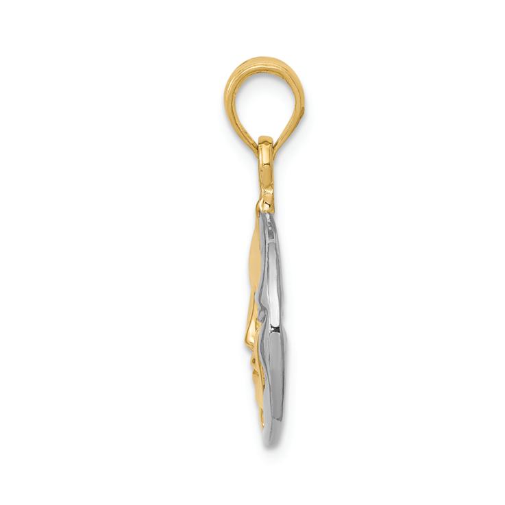 14K Two-tone Gold  3D Solid Polished, Textured and Reversible Sun and
Moon Pendant