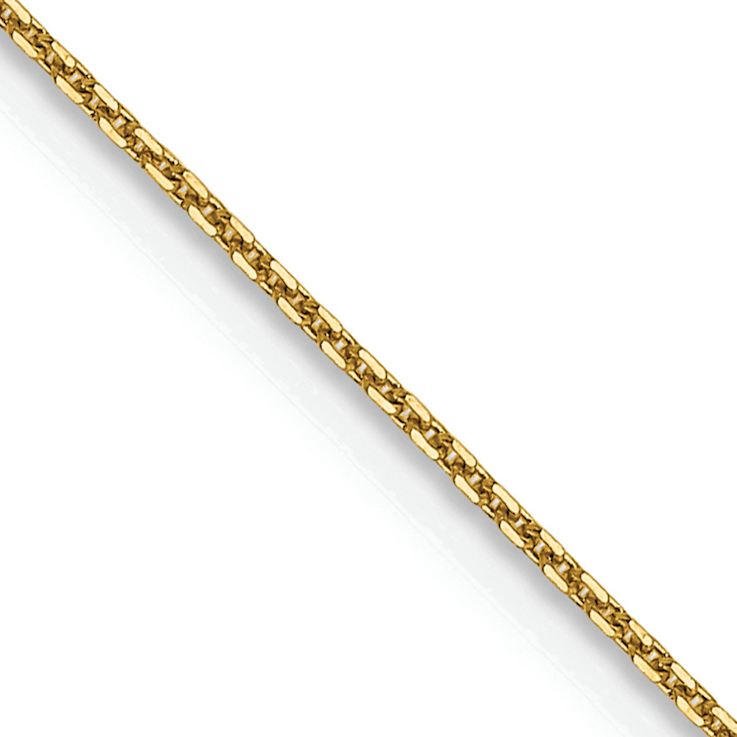 14k Yellow Gold 0.8mm Solid Diamond-Cut Round Open Link Cable 26 Inch Chain