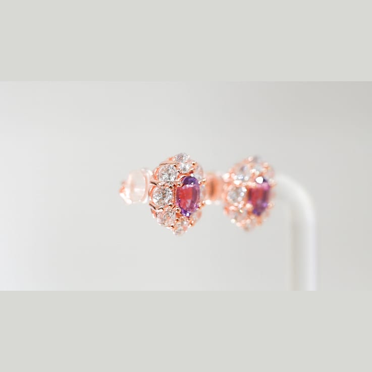 Amethyst and CZ 0.95 Ctw Round 18K Rose Gold Over Sterling Silver Center
Design Earrings Jewelry