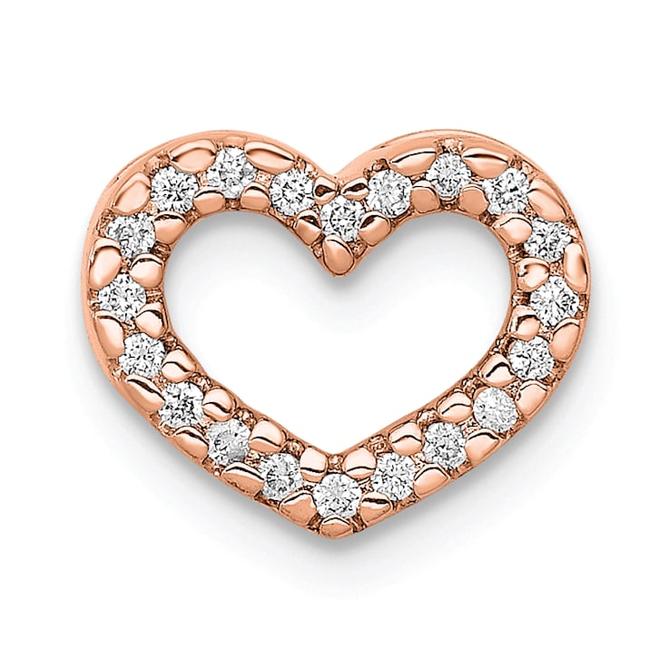 14k Rose Gold Diamond Heart Chain Slide Pendant