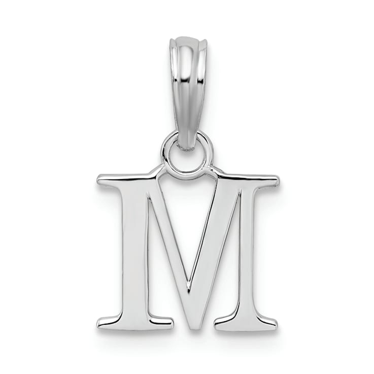 Sterling Silver Polished Block Initial -M- Pendant