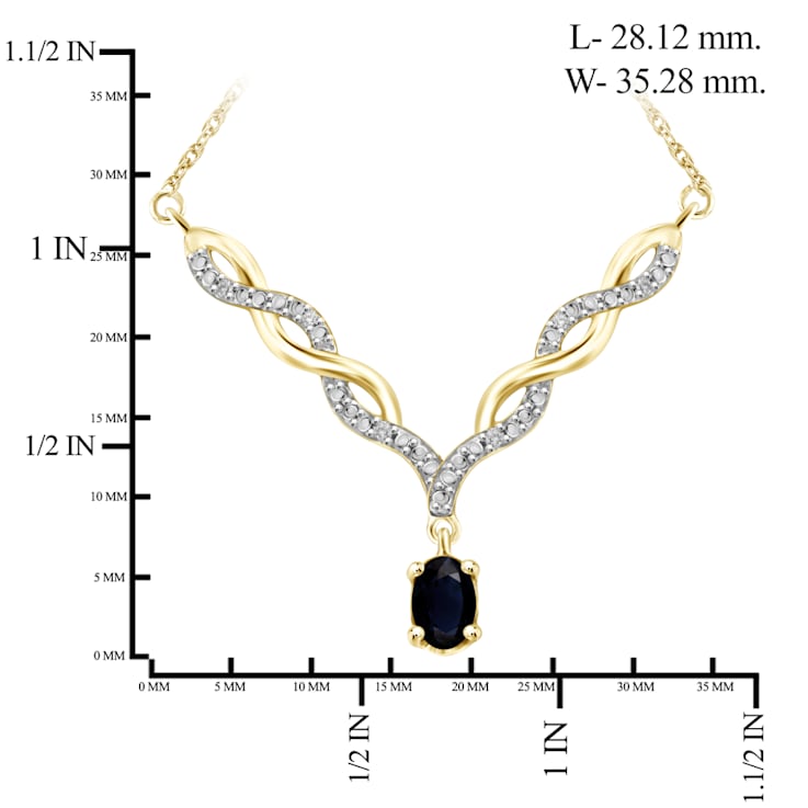 0.55ct Oval Sapphire with White Diamond Accent 14K Gold Over Sterling
Silver Necklace