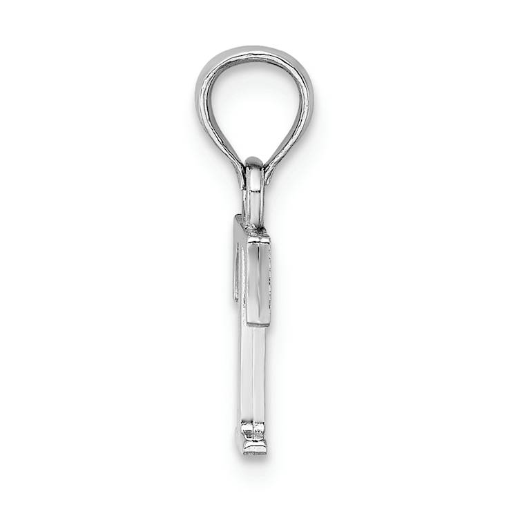 Rhodium Over 14k White Gold Polished Block Letter T Initial Pendant