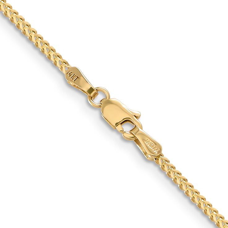 14k Yellow Gold 1.3mm Solid Franco 16 Inch Chain