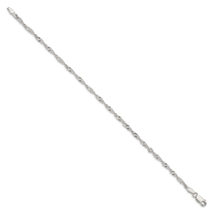 Sterling Silver 2.25mm Singapore Chain Bracelet