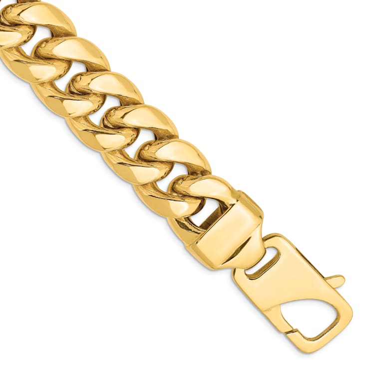 14k Yellow Gold 15mm Miami Cuban Link Bracelet, 9 Inches