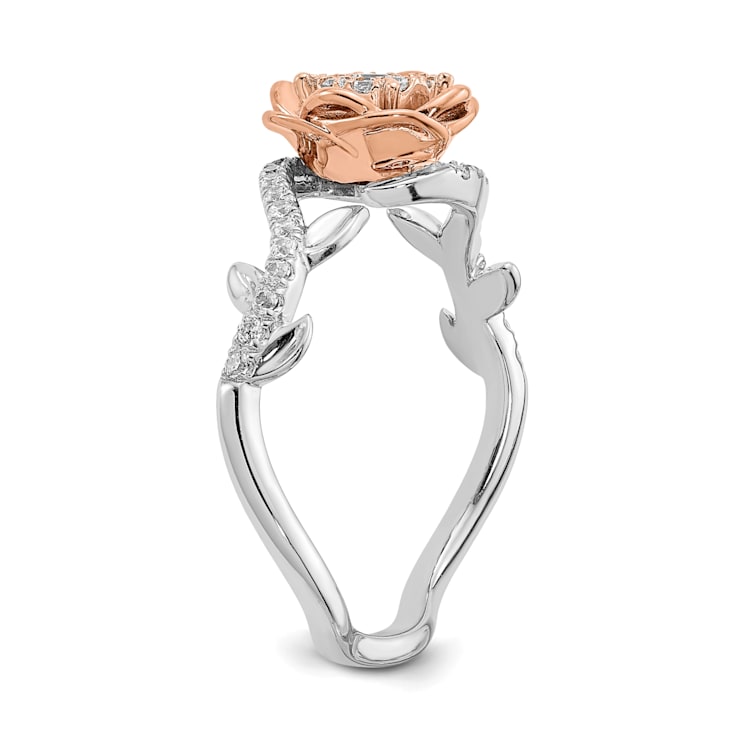 14K Two-tone White and Rose Gold Diamond Fashion Band