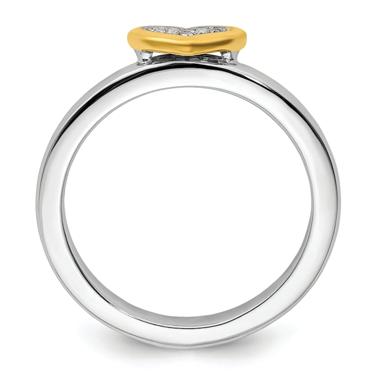 14K Yellow Gold Over Sterling Silver Stackable Expressions Heart with
Diamond Ring 0.045ctw