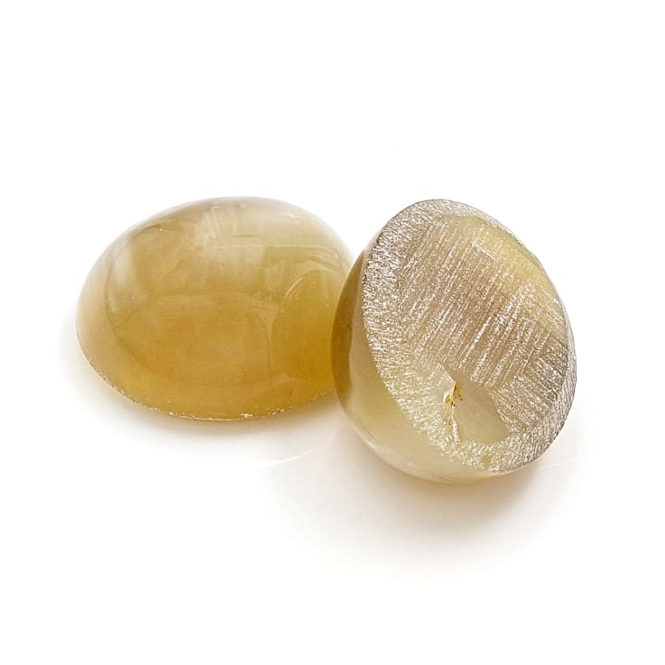 Opal Cat's Eye 9x8mm Oval Cabochon Matched Pair 3.90ctw