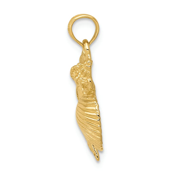 14k Yellow Gold Textured Four Shell Cluster Pendant