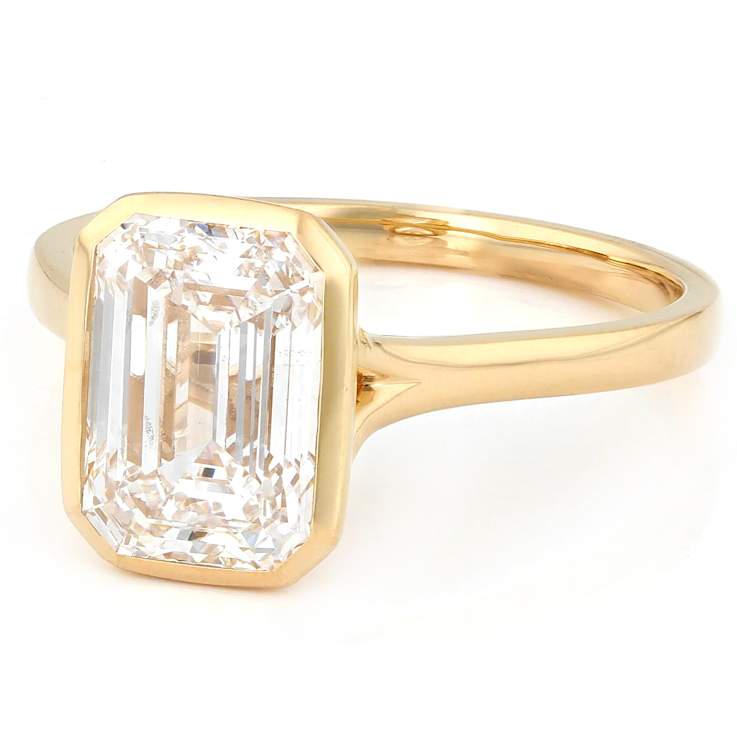 3ct Emerald-Cut Lab-Grown Diamond Solitaire Ring In Solid 14K Yellow Gold