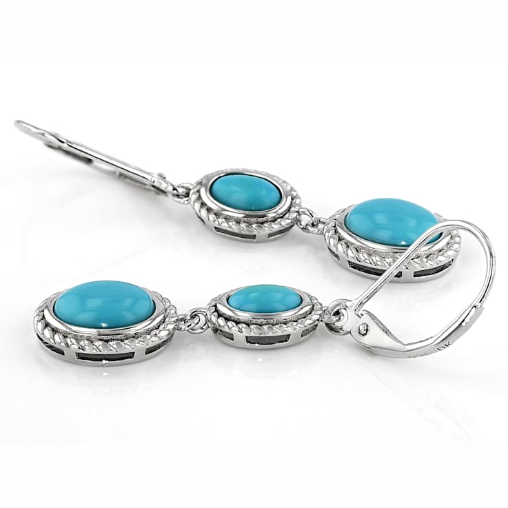 Sleeping Beauty Turquoise Dangle Earrings In Sterling Silver