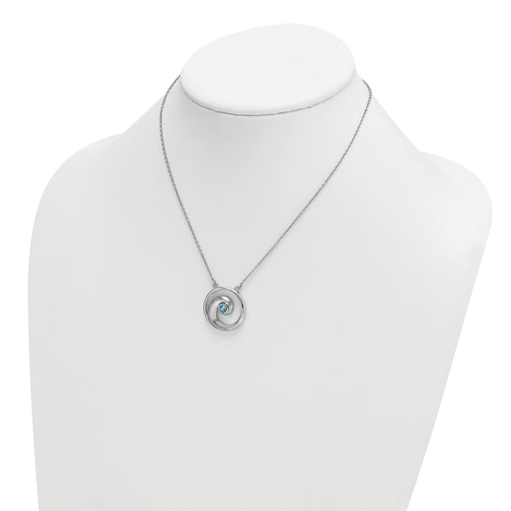 Rhodium Over Sterling Silver Crystal Wave 16 + 2 Inch Extension Necklace