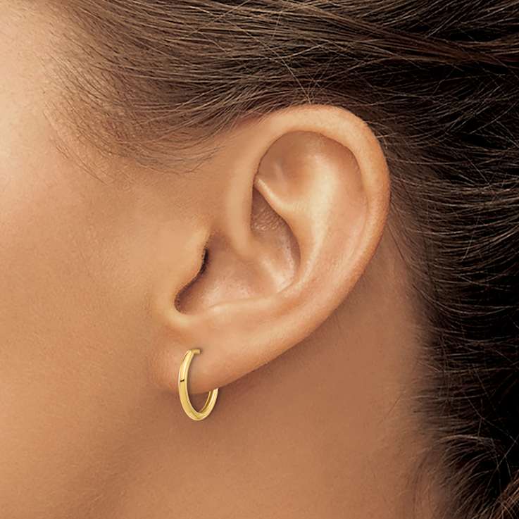 14k Yellow Gold Polished 9/16" Hinged Hoop Earrings