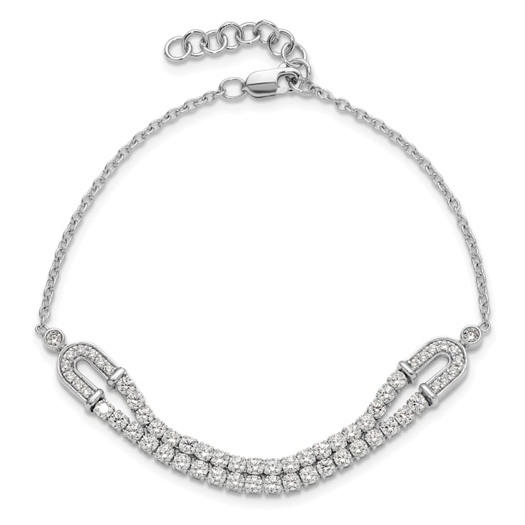 14K White Gold Lab Grown Diamond VS/SI GH, with 1 Inch Extension Bracelet