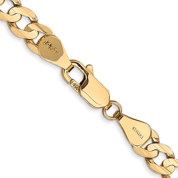 14k Yellow Gold 5.25mm Solid Open Concave Curb 18 Inch Chain