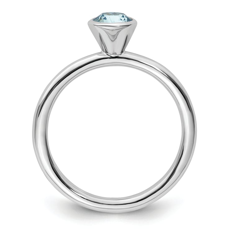Sterling Silver Stackable Expressions High 5mm Blue Crystal Ring