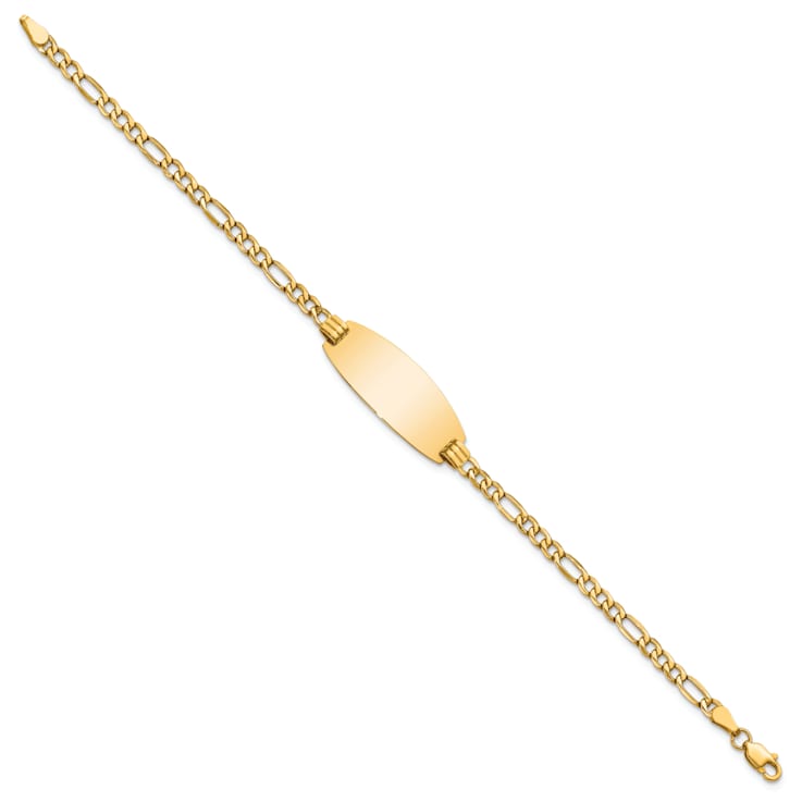 14k Yellow Gold Oval ID Figaro Link Bracelet