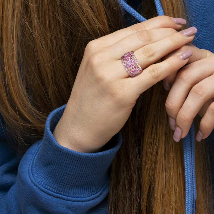 Pink, White Sapphire 14K Rose Gold Ring 3.92ctw